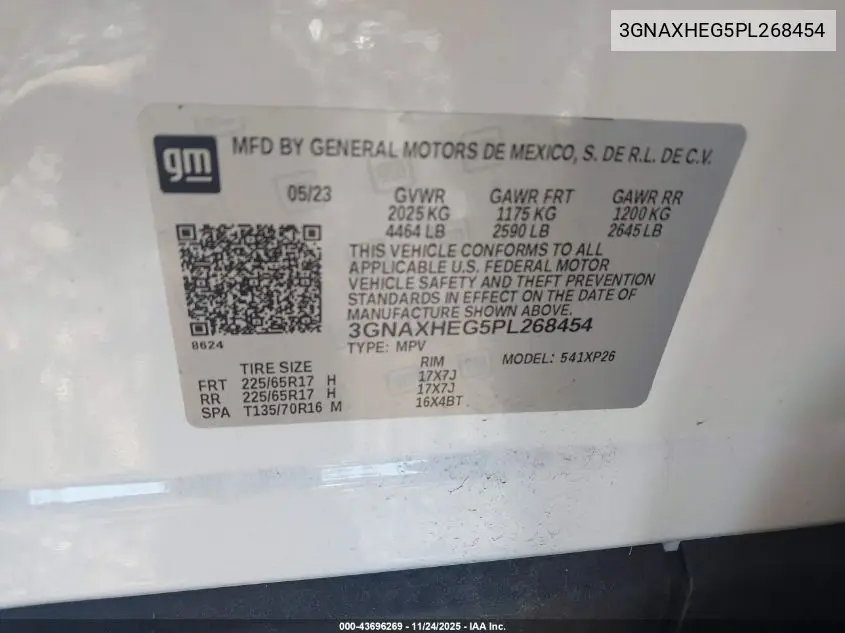 3GNAXHEG5PL268454 2023 Chevrolet Equinox Fwd Ls