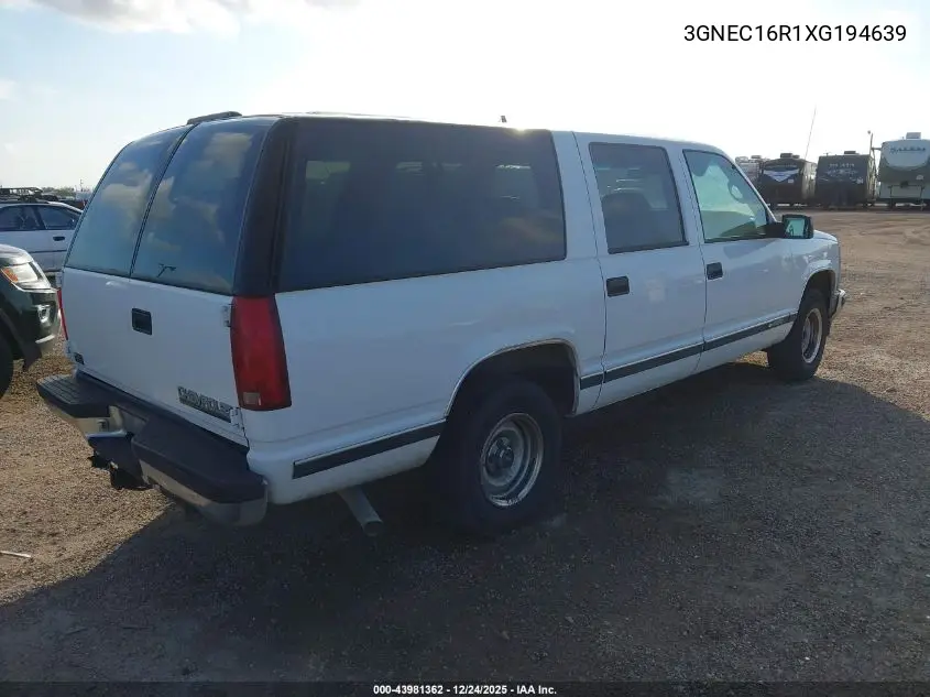 3GNEC16R1XG194639 1999 Chevrolet Suburban 1500