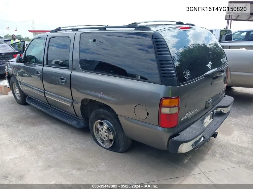 2000 Chevrolet Suburban 1500 Lt VIN: 3GNFK16T4YG150820 Lot: 39447302