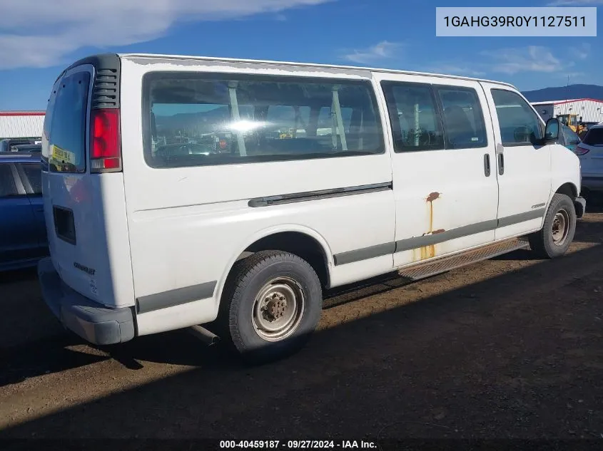 2000 Chevrolet Express VIN: 1GAHG39R0Y1127511 Lot: 40459187