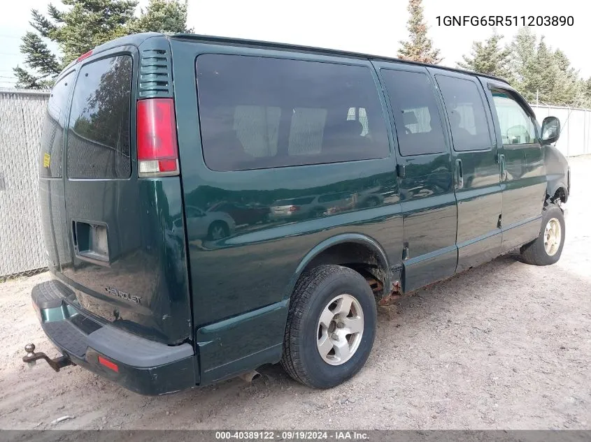 2001 Chevrolet Express Lt VIN: 1GNFG65R511203890 Lot: 40389122