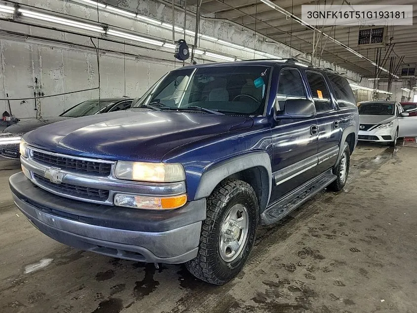 2001 Chevrolet Suburban 1500 Ls VIN: 3GNFK16T51G193181 Lot: 40454143