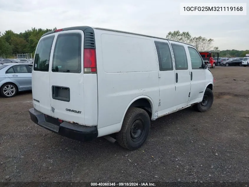 2002 Chevrolet Express VIN: 1GCFG25M321119168 Lot: 40360345