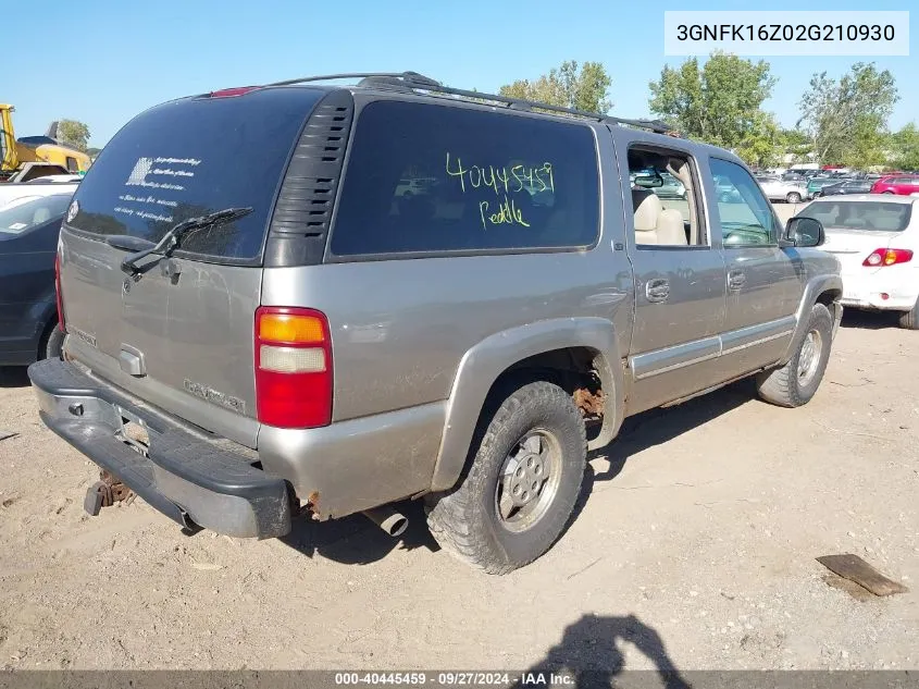 2002 Chevrolet Suburban 1500 Lt VIN: 3GNFK16Z02G210930 Lot: 40445459