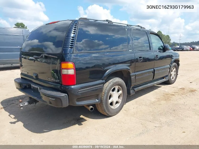 2003 Chevrolet Suburban 1500 Lt VIN: 3GNEC16Z93G179963 Lot: 40390978