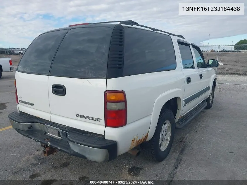 2003 Chevrolet Suburban 1500 K1500 VIN: 1GNFK16T23J184438 Lot: 40400747