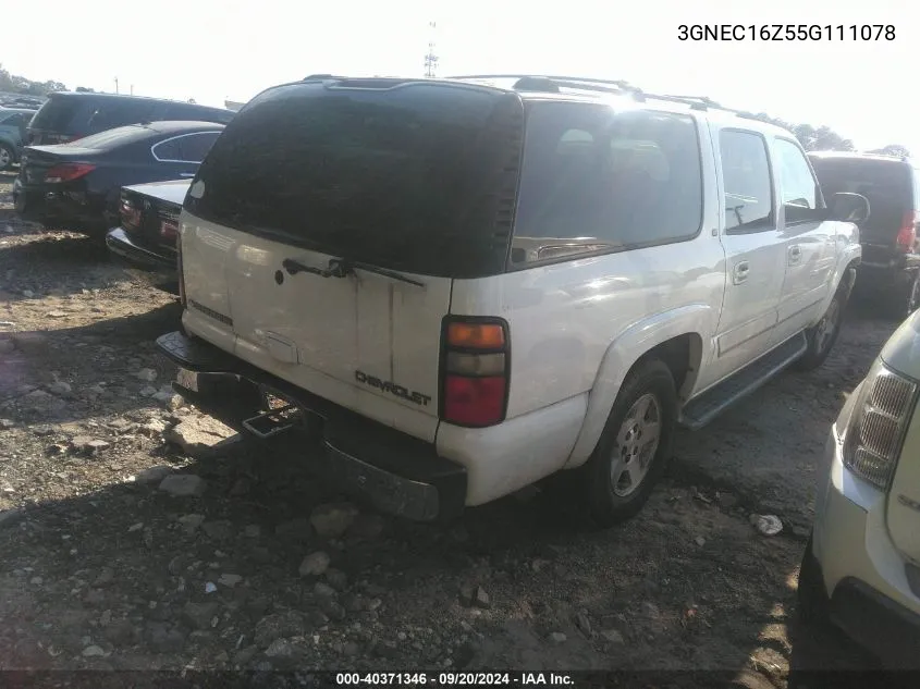 2005 Chevrolet Suburban 1500 Lt VIN: 3GNEC16Z55G111078 Lot: 40371346