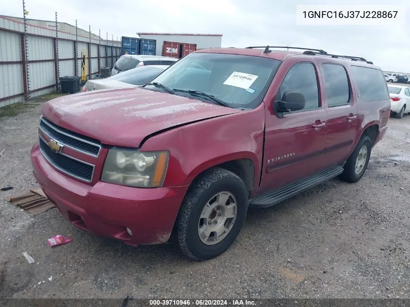 2007 Chevrolet Suburban 1500 Lt VIN: 1GNFC16J37J228867 Lot: 39710946