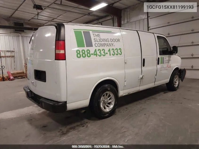 2008 Chevrolet Express Work Van VIN: 1GCFG15XX81199193 Lot: 39502859