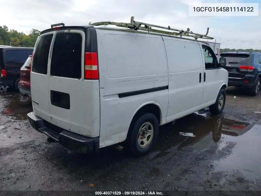 2008 Chevrolet Express Work Van VIN: 1GCFG154581114122 Lot: 40371829