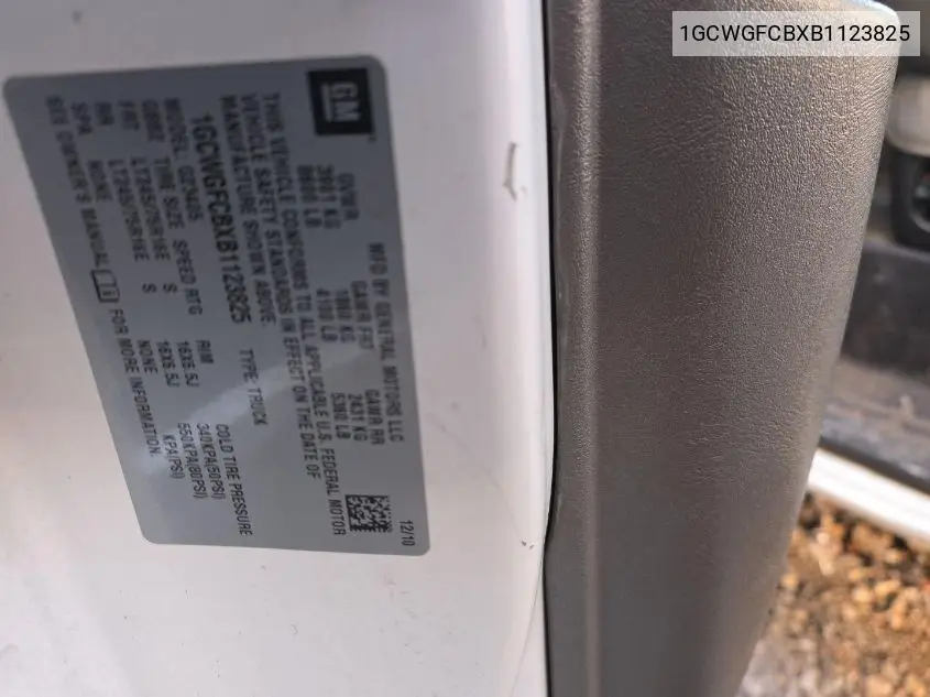 1GCWGFCBXB1123825 2011 Chevrolet Express 2500 Work Van