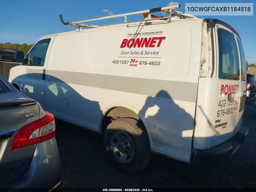 1GCWGFCAXB1184518 2011 Chevrolet Express 2500 Work Van