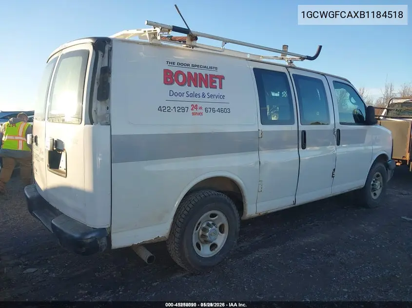 1GCWGFCAXB1184518 2011 Chevrolet Express 2500 Work Van