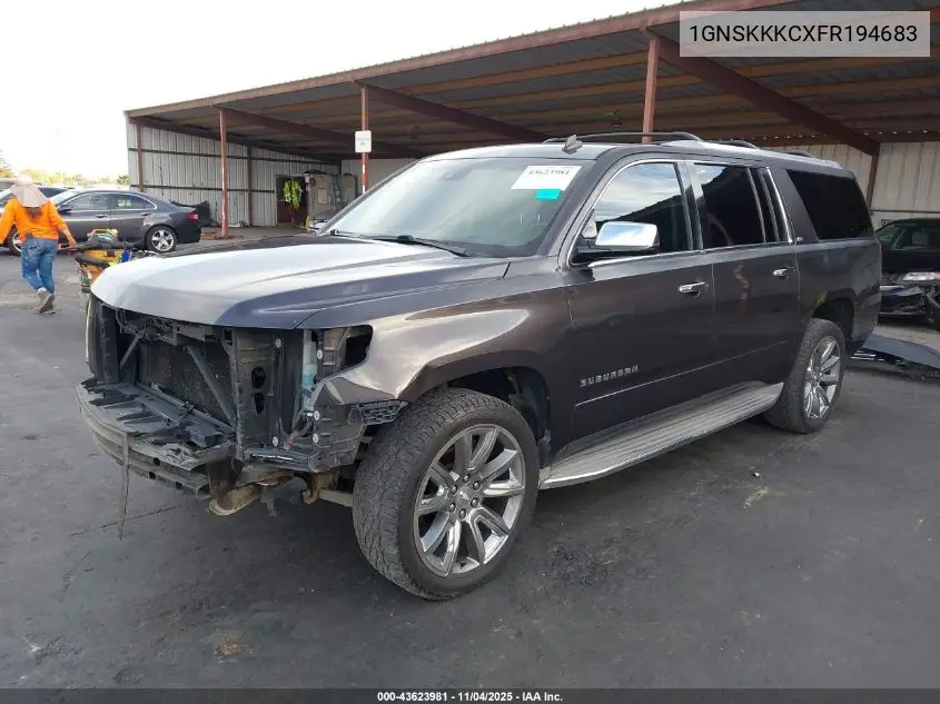1GNSKKKCXFR194683 2015 Chevrolet Suburban 1500 Ltz