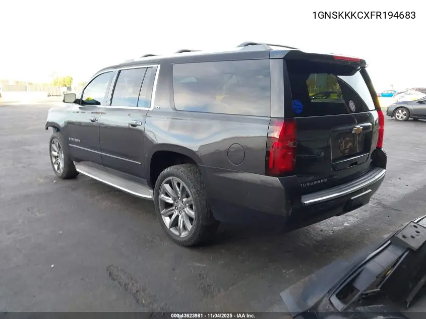 1GNSKKKCXFR194683 2015 Chevrolet Suburban 1500 Ltz