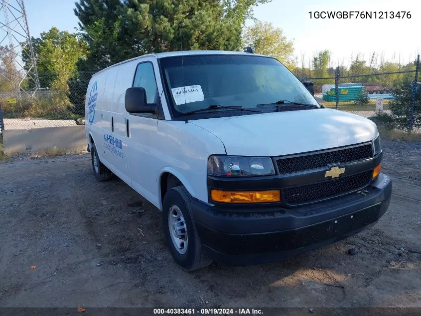 2022 Chevrolet Express Cargo Rwd 2500 Extended Wheelbase Wt VIN: 1GCWGBF76N1213476 Lot: 40383461