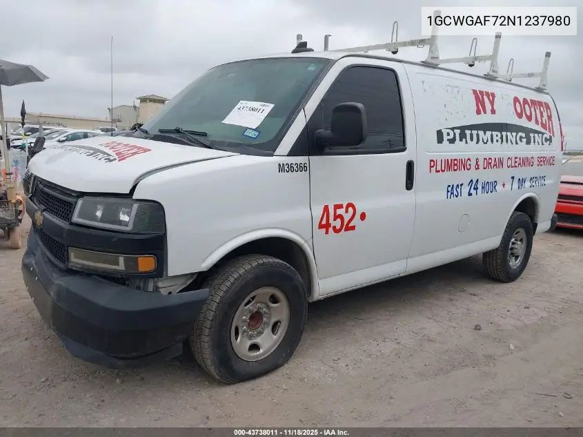 1GCWGAF72N1237980 2022 Chevrolet Express Cargo Rwd 2500 Regular Wheelbase Wt