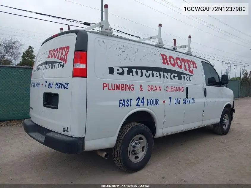 1GCWGAF72N1237980 2022 Chevrolet Express Cargo Rwd 2500 Regular Wheelbase Wt