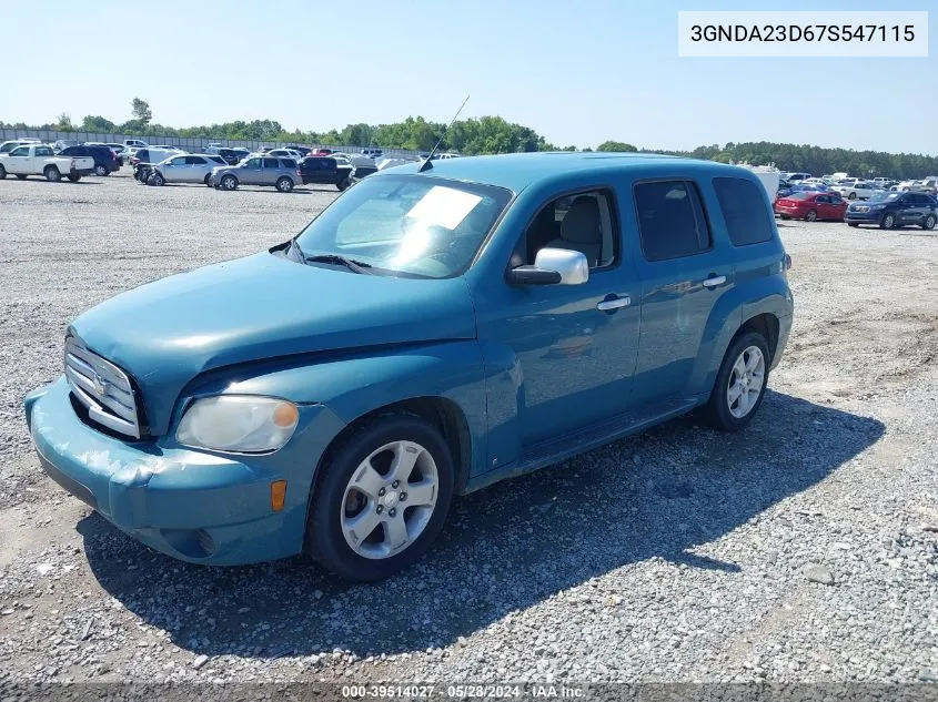 2007 Chevrolet Hhr Lt VIN: 3GNDA23D67S547115 Lot: 39514027