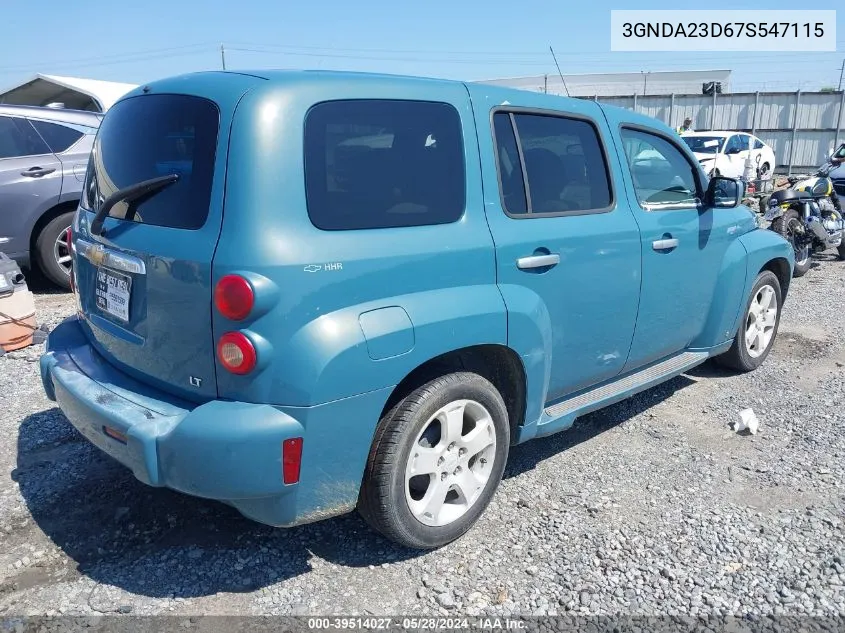 2007 Chevrolet Hhr Lt VIN: 3GNDA23D67S547115 Lot: 39514027