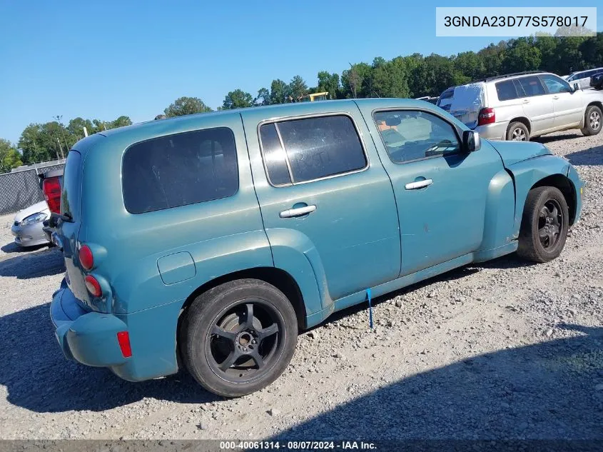 2007 Chevrolet Hhr Lt VIN: 3GNDA23D77S578017 Lot: 40061314