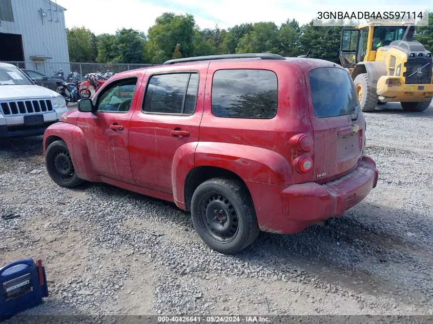 2010 Chevrolet Hhr Ls VIN: 3GNBAADB4AS597114 Lot: 40426641