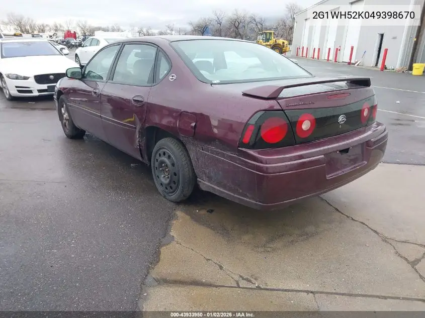 2G1WH52K049398670 2004 Chevrolet Impala Ls