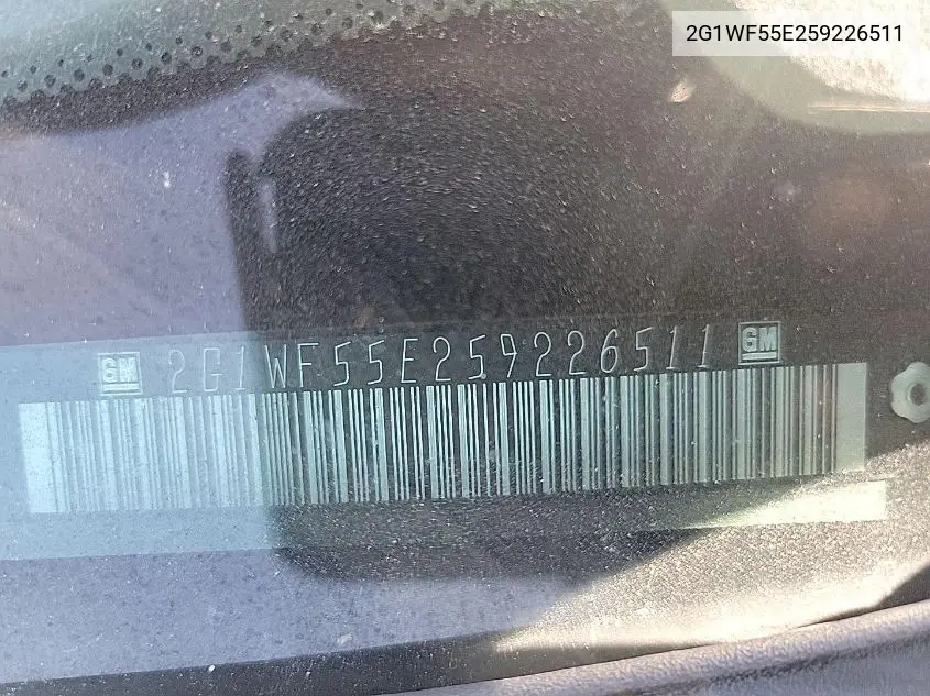 2G1WF55E259226511 2005 Chevrolet Impala