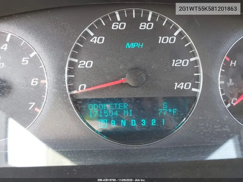 2G1WT55K581201863 2008 Chevrolet Impala Lt