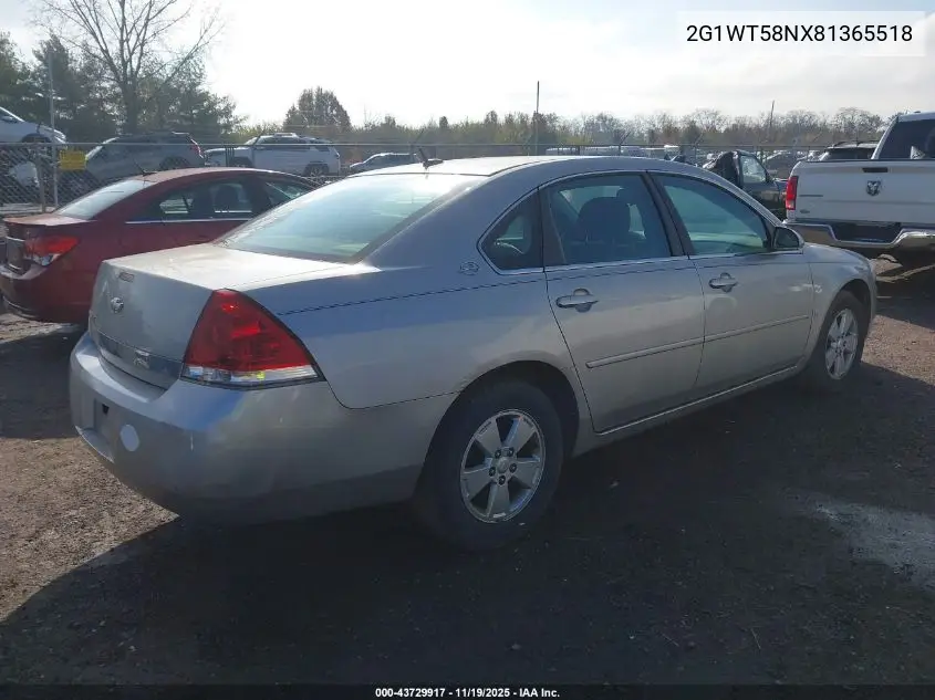 2G1WT58NX81365518 2008 Chevrolet Impala Lt