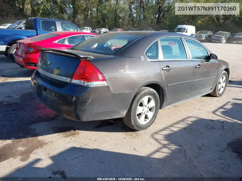 2G1WT57N891170360 2009 Chevrolet Impala Lt