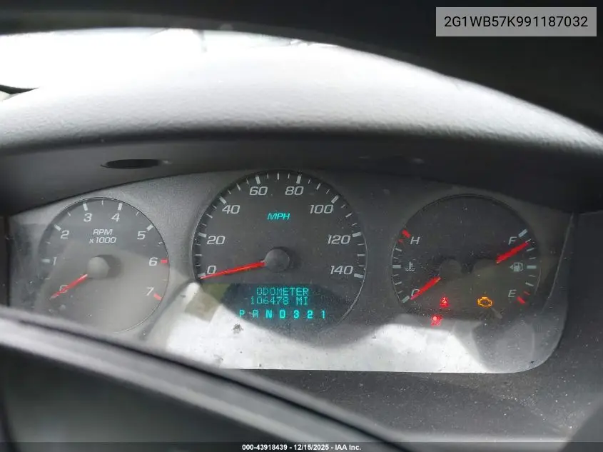 2G1WB57K991187032 2009 Chevrolet Impala Ls