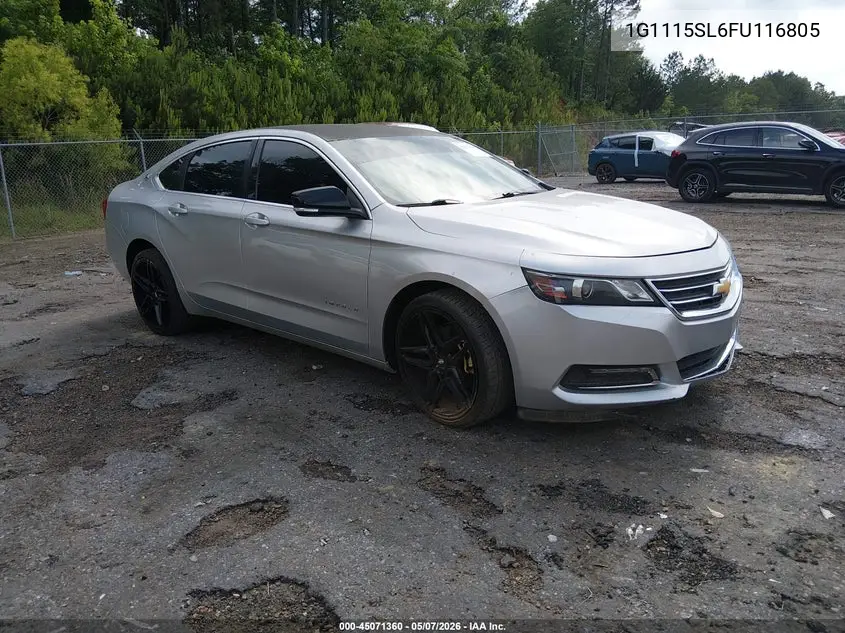 1G1115SL6FU116805 2015 Chevrolet Impala 1Lt