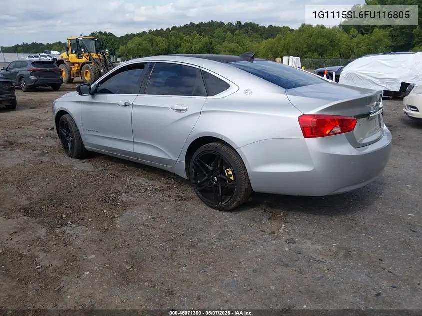 1G1115SL6FU116805 2015 Chevrolet Impala 1Lt