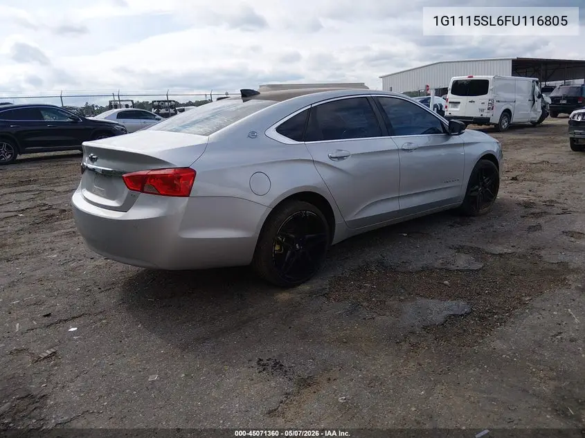 1G1115SL6FU116805 2015 Chevrolet Impala 1Lt