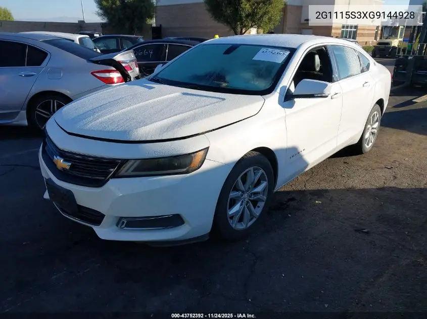 2G1115S3XG9144928 2016 Chevrolet Impala 2Lt