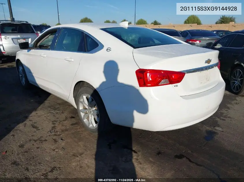 2G1115S3XG9144928 2016 Chevrolet Impala 2Lt