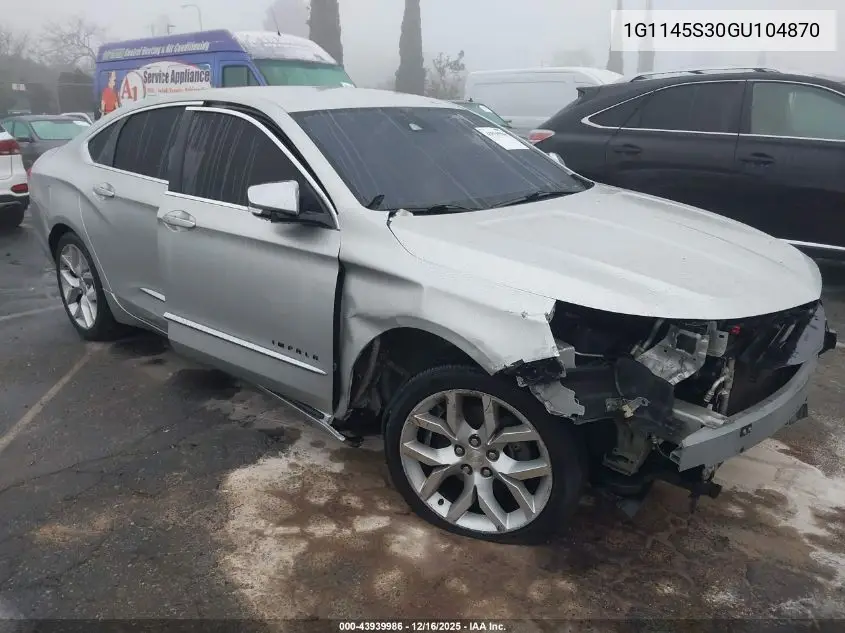 1G1145S30GU104870 2016 Chevrolet Impala 2Lz