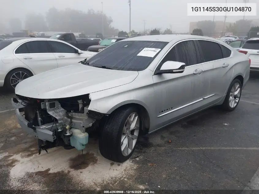 1G1145S30GU104870 2016 Chevrolet Impala 2Lz