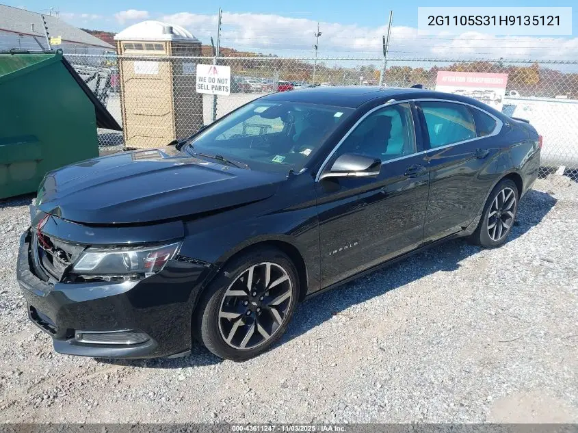 2G1105S31H9135121 2017 Chevrolet Impala 1Lt