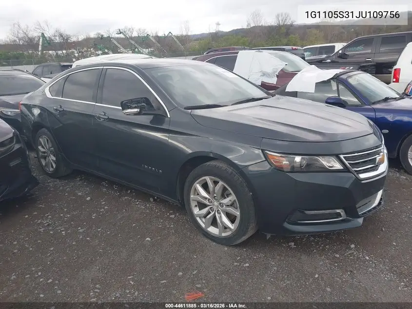 1G1105S31JU109756 2018 Chevrolet Impala 1Lt