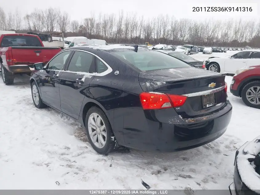 2G11Z5S36K9141316 2019 Chevrolet Impala 1Lt