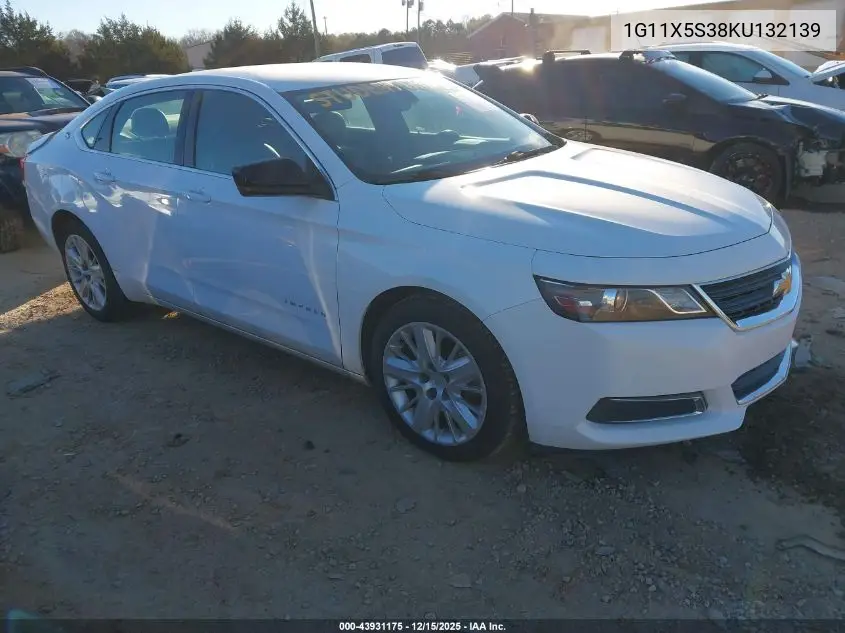 1G11X5S38KU132139 2019 Chevrolet Impala Ls
