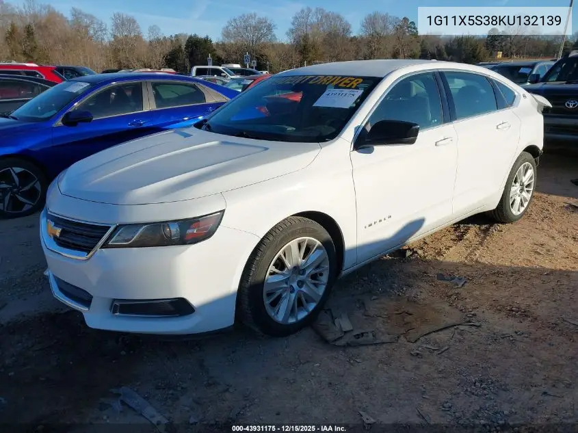 1G11X5S38KU132139 2019 Chevrolet Impala Ls