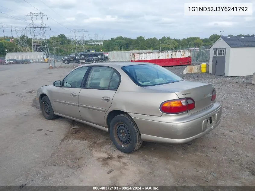 2000 Chevrolet Malibu VIN: 1G1ND52J3Y6241792 Lot: 40372193