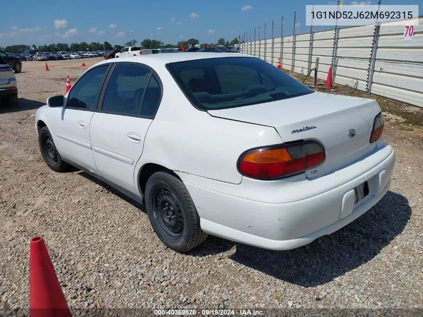 2002 Chevrolet Malibu VIN: 1G1ND52J62M692315 Lot: 40369828