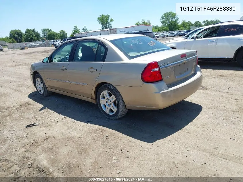 2006 Chevrolet Malibu Lt VIN: 1G1ZT51F46F288330 Lot: 39627615