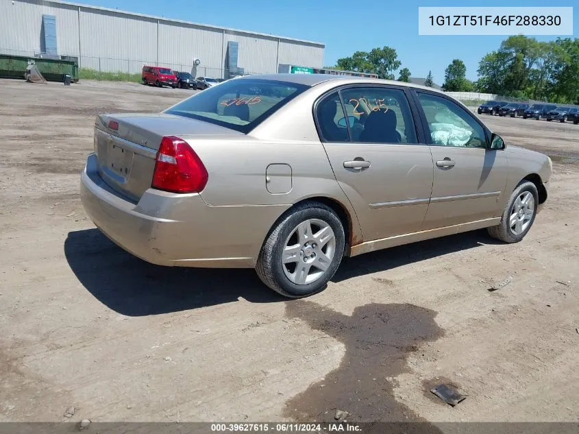 2006 Chevrolet Malibu Lt VIN: 1G1ZT51F46F288330 Lot: 39627615