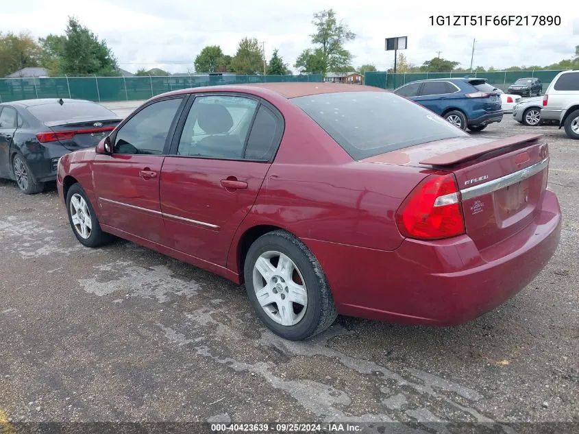 2006 Chevrolet Malibu Lt VIN: 1G1ZT51F66F217890 Lot: 40423639