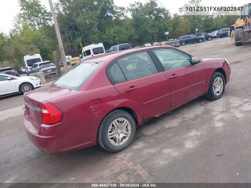 1G1ZS51FX6F302847 2006 Chevrolet Malibu Ls